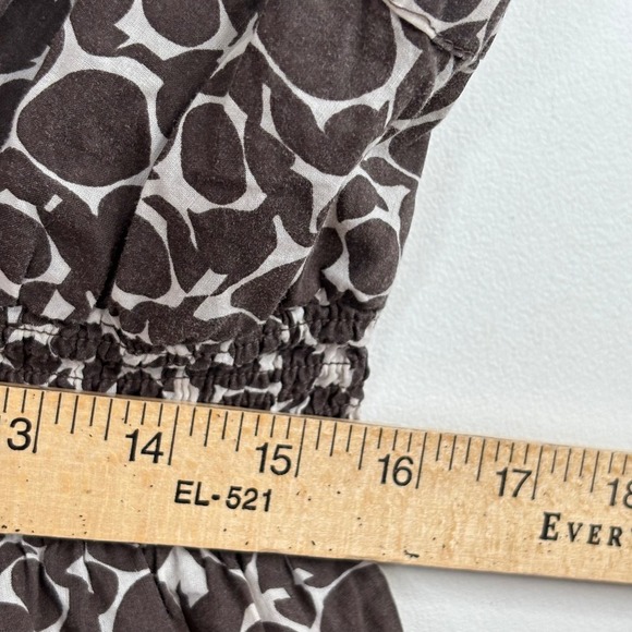 VTG Y2K Babydoll Tank Top L Chocolate Brown Ombre Smocked Lace Boho Print 90s - Picture 7 of 11